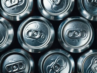 Obraz premium Close-up of many aluminum beverage cans