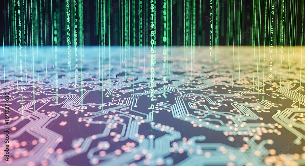 Poster electronic circuit board with digital code overlay