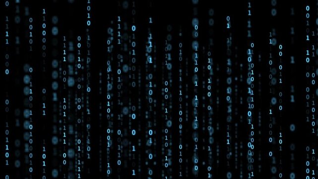 Blue Binary code Background. Digital and Secure Data Concept. Technology animation