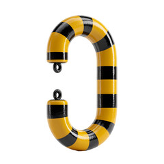 Striped Yellow and Black O Shaped Metal Pipe Isolated on Transparent Background