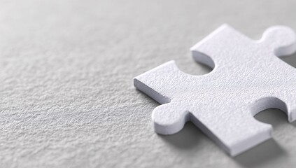 Single White Puzzle Piece on Blurred Background with Soft Light