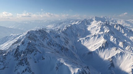 Obraz premium Snowy mountain range aerial view
