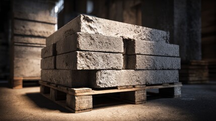 Stacked gray building blocks