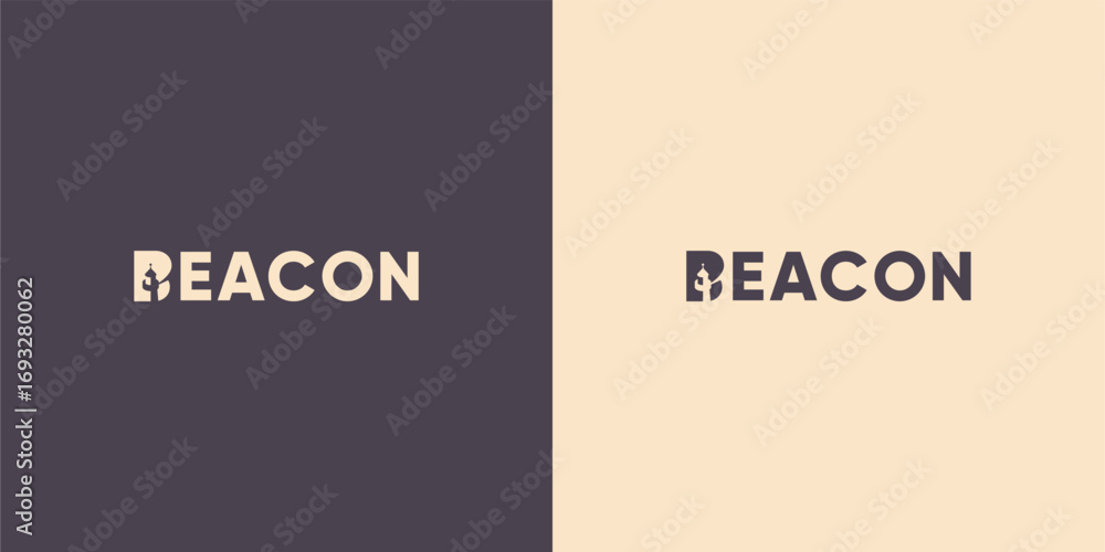 Poster design your typography with a solid lighthouse logo. editable strokes and perfect pixels isolated on