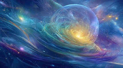 Digital Art Colorful Planet In Space