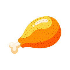 vector illustration of a juicy roasted turkey leg with a golden brown glaze for a delicious Thanksgiving holiday main course.