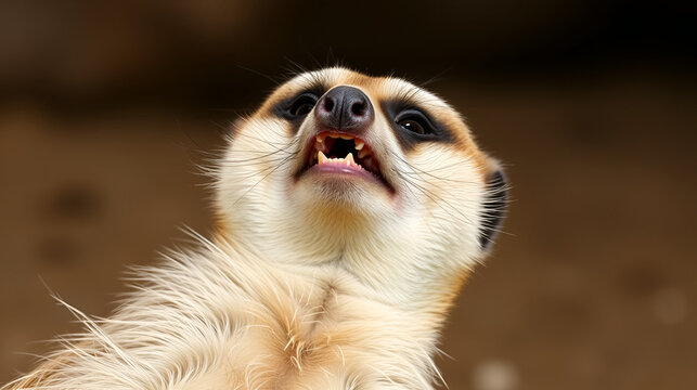 Meerkat misfit. Funny animal meme picture. This lazy creature appears to have snorted a drug!