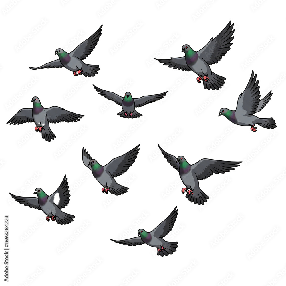 Poster a captivating image showcases a flock of birds in mid-flight against a stark black background, their