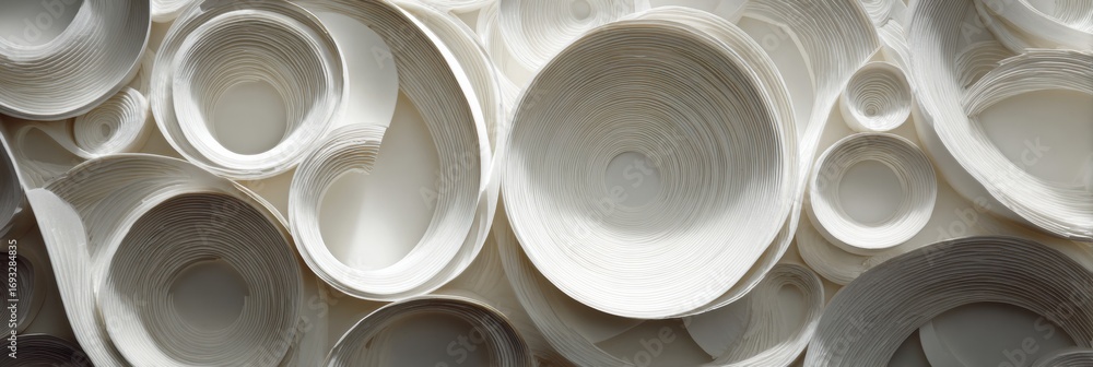 Poster exploring the textures and forms of layered white papers in an art installation showcasing botulinum