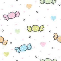 Cute candy seamless vector for print on textile, wrapping, backdrop and other uses.