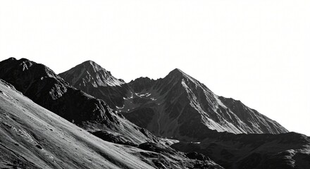 a black and white photo of a mountain range