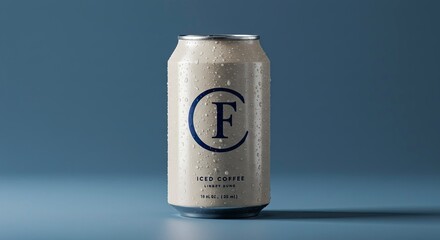 Refreshing Iced Coffee Can with Water Droplets