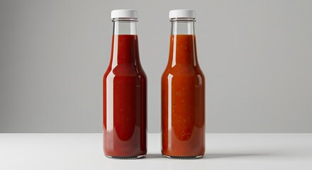 Two Glass Bottles of Red Sauce