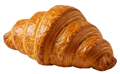 Flaky Delight: A golden, freshly baked croissant sits invitingly. capturing the artful details of its layers. It's a symbol of breakfast elegance and culinary perfection.