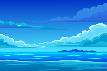 Vibrant ocean scene under a cloudy sky evokes feelings of peace and tranquility