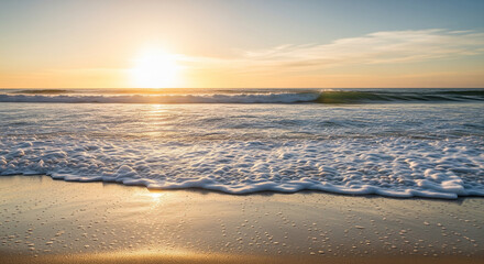 Golden Hour Waves Oceans Gentle Embrace at Sunset.