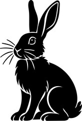 vector silhouette illustration of a sitting rabbit, isolated on white