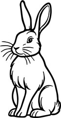 vector line art illustration of a sitting rabbit, isolated on white