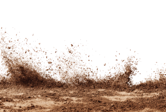 Close-up of a massive, textured, dirt wave