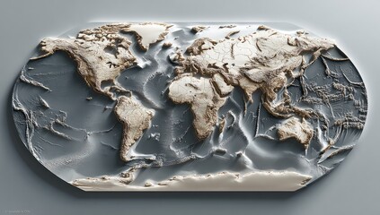 3D World Map, Relief Style