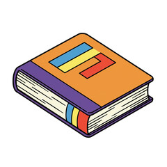 An illustrated, isometric view of a closed book with a colorful cover and a bookmark, perfect for educational or conceptual designs, isolated on a dark background.
