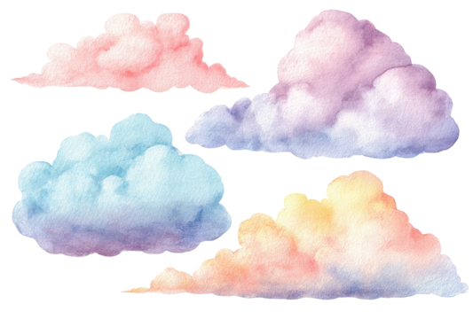 Watercolor clouds in pastel shades - Powered by Adobe
