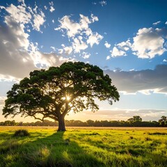 Fototapeta premium Sunrise tree field