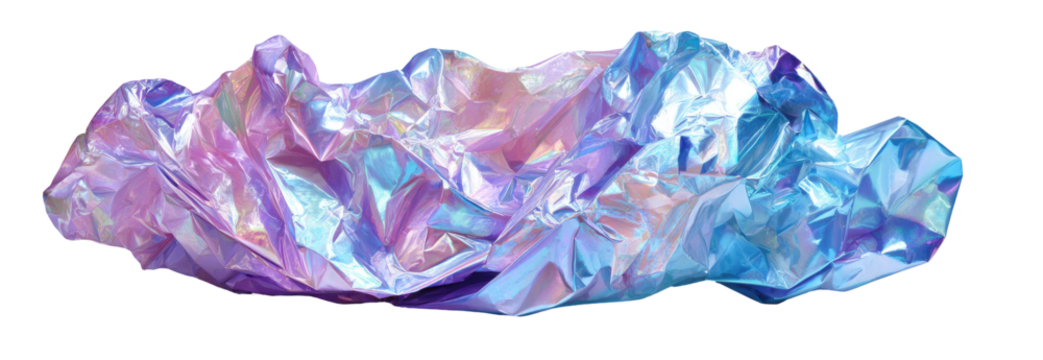Abstract iridescent crumpled shape