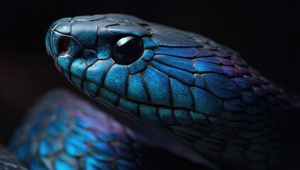 Fototapeta premium Close-up of a vibrant blue snake (1)