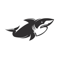 angry shark logo vector icon illustration