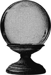Circus fortune teller crystal ball halftone grunge vector design element