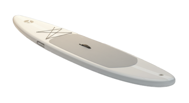 White stand-up paddleboard isolated on a transparent background  