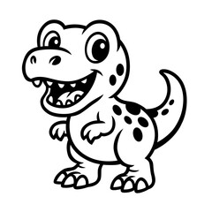 Cute Baby Dinosaur Cartoon Vector – Kids Illustration, T-Rex Character