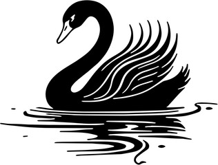 Elegant Black Swan Illustration – Minimalist Animal Artwork