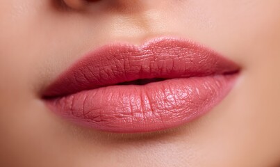 full lips with powdery matte lipstick, diffused gradient edges