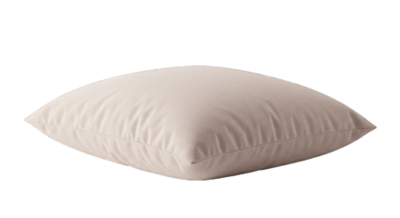Soft beige square pillow isolated on a transparent background  
