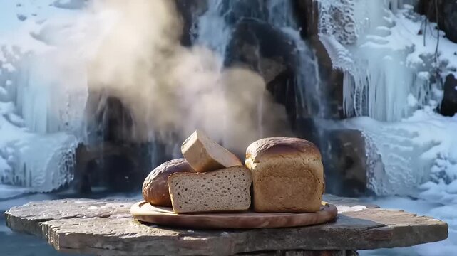 Freshly baked breads outdoor setting