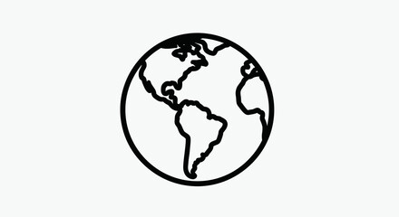 Earth globe outline isolated on white background, representing the world map