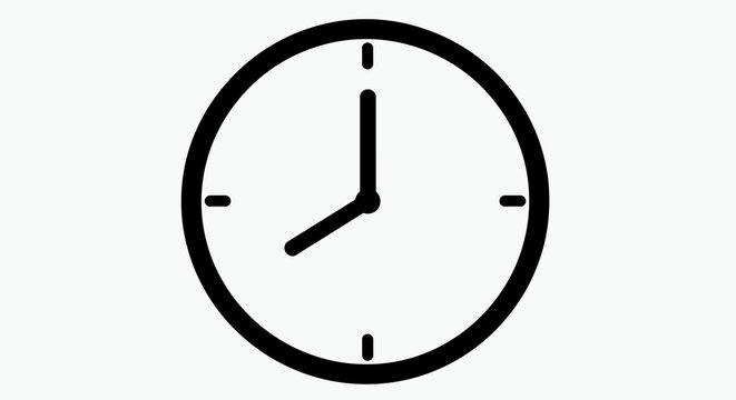 Clock icon showing eight oclock isolated on white background in vector format