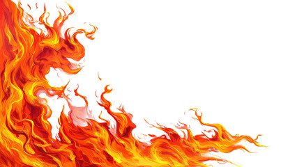 Fiery flames in a dynamic, corner-shaped burst