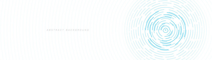 Abstract blue circle lines on white background. Circular graphic. Minimal round lines design. Modern futuristic elements. Suit for cover, poster, banner, brochure, website, header. Vector illustration
