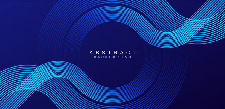 Abstract blue background with glowing lines pattern. Modern shiny blue stripes. Geometric linear design elements. Futuristic technology concept. Vector illustration