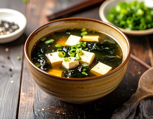 Bowl of steaming miso soup