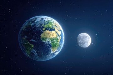 Obraz premium Earth and Moon in Space (3)