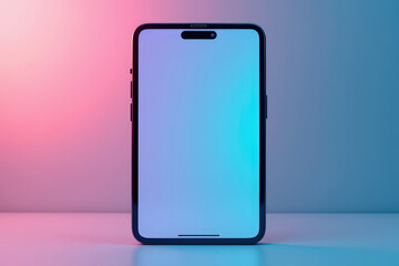 Smartphone with blank screen on gradient background