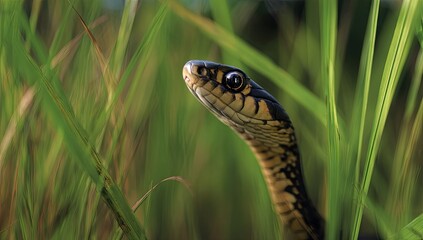 Fototapeta premium Close-up of a snake in grass