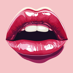 Wave sound speech is incorporated into a modern illustration of abstract linear color lips logo