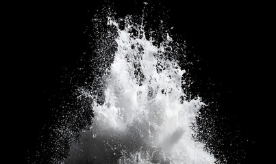 water in dynamic motion, isolated on black background for commercial use.