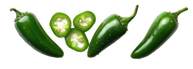 Three whole and sliced jalape?o peppers (1)