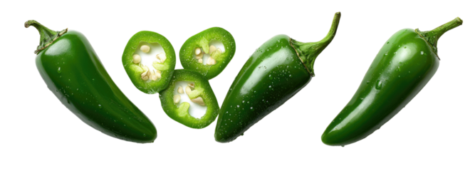 Three whole and sliced jalape?o peppers (1)